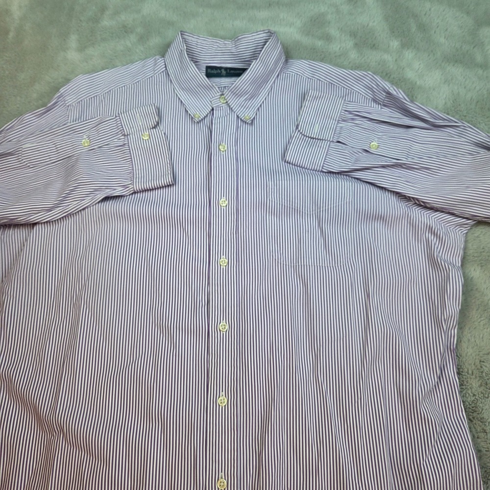 Ralph Lauren Striped Button Down Shirt Mens XL Purple White